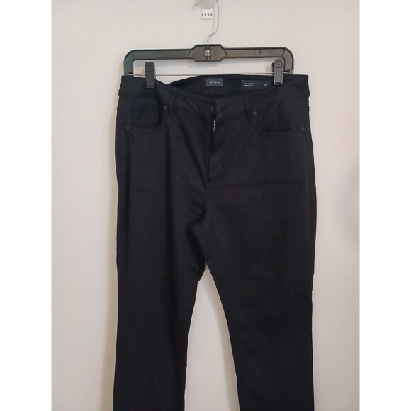 J Jill Denim Jeans Womens 12 Black High Rise Straight Leg Ankle Zip Fly Stretch - Picture 2 of 7